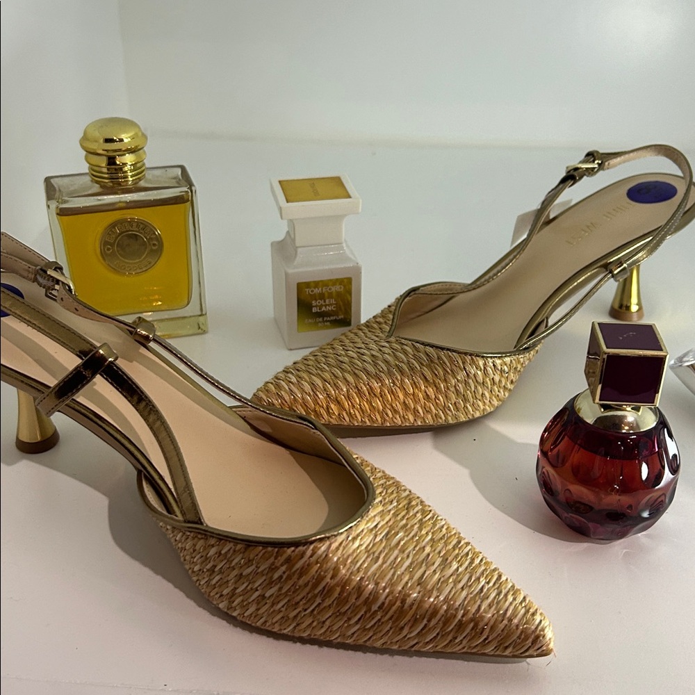 2 Cute Gold and Tan Heels